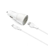 12W 2.4A Dual USB Car charger & 5FT Cable for Type-C White