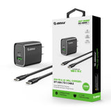 20W PD/QC Wall Charger & 5FT Cable for C to C Black