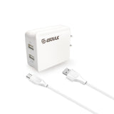 12W 2.4A Dual USB Wall Charger & 5FT Cable for Type-C White