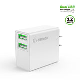 12W 2.4 Dual USB Wall Adapter(6/72) White