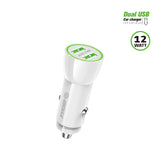 12W 2.4 Dual USB Car Adapter (12/48) White