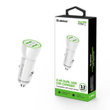 12W 2.4 Dual USB Car Adapter (12/48) White