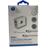 Home Charger Combo Type C to Type C & USB to Type A