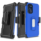 iPhone 14 PRO MAX CARD Holster with Kickstand Clip Hybrid Case Dark Blue