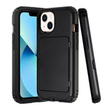 iPhone 14 PRO MAX Card Holder (Upto 2) with Mirror Hybrid Shockproof Case Black