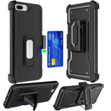 iPhone 8 Plus/7 Plus CARD Holster with Kickstand Clip Hybrid Case Black