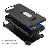 iPhone 8 Plus/7 Plus CARD Holster with Kickstand Clip Hybrid Case Black