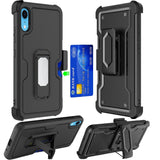 iPhone XR CARD Holster with Kickstand Clip Hybrid Case Black (Sale)