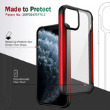 Clear Iron Armor Hybrid Chrome Case for Apple iPhone 12 / 12 Pro 6.1 (Red)