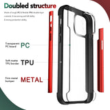 Clear Iron Armor Hybrid Chrome Case for Apple iPhone 12 / 12 Pro 6.1 (Red)