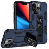 Military Grade Armor Protection Stand Magnetic Feature Case for Apple iPhone 13 Pro Max (6.7) (Navy Blue)