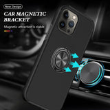 Armor Hybrid Stand Metal Plate Flat Ring Case for Apple iPhone 14 Pro Max [6.7] (Black)