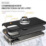 Armor Hybrid Stand Metal Plate Flat Ring Case for Apple iPhone 14 Pro Max [6.7] (Black)