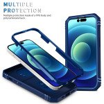 Armor Ring Stand Lens Cover Grip Case with Metal Plate for Apple iPhone 14 Pro Max [6.7] (Navy Blue)