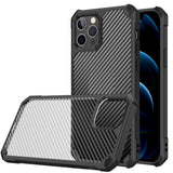 Super Armor Translucent Carbon Fiber Design Hybrid Case for Apple iPhone 13 [6.1] (Black)