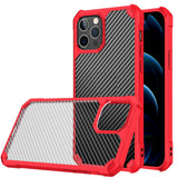 Super Armor Translucent Carbon Fiber Design Hybrid Case for Apple iPhone 13 [6.1] (Red)