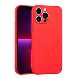 iPhone 13 Pro MaxSlim Silicone Pro Magnetic Magnatic Circle Full Corner Protection Case (Red)